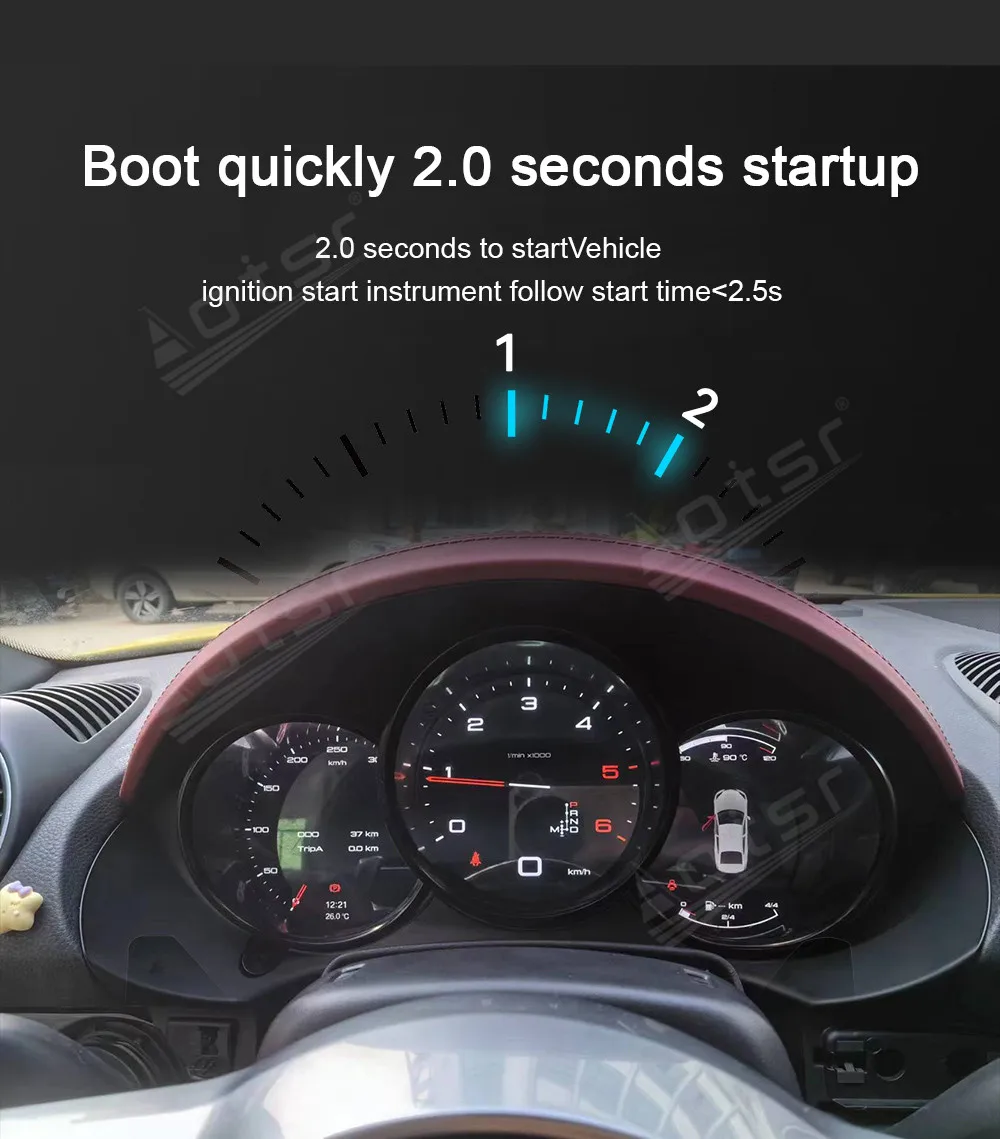 12.3 inch Android Digital Performance Display Dashboard For Porsche 718 LCD Speed Table Car Virtual Information