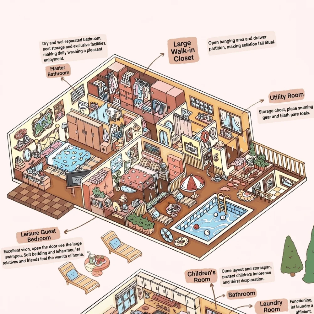 1 Set 2.5D Scene Building Stickers 2 Themes DIY Crafts Scrapbook Stickers PET Room Layout DIY Sticker Sheet Diary Decorating