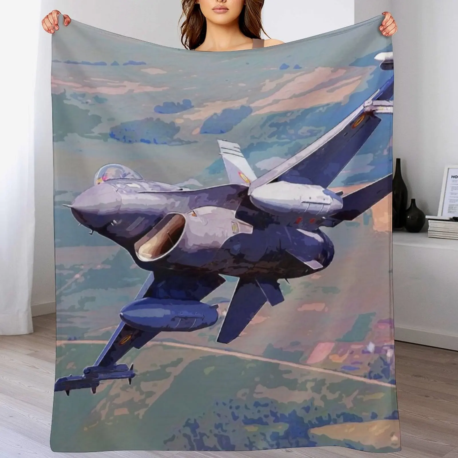 

F16 Fighting Falcon maneuvering in the sky Throw Blanket Stylish Warm Blanket for Living Room Bedroom