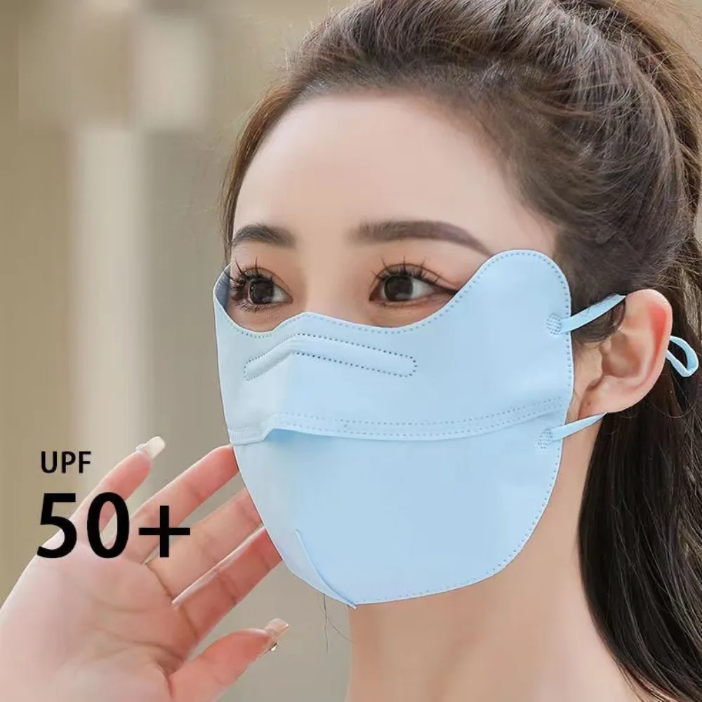 Anti-uv UPF50+ Ice Silk Sunscreen Mask Face Veil Summer Outdoor Riding Hiking Face Mask Breathable Unisex Face Cover Scarf 2024