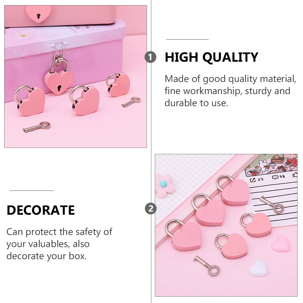

2 Pcs Wedding Padlocks Tiny Mini Heart Suitcase Multi-functional Dorm Door Durable Drawer