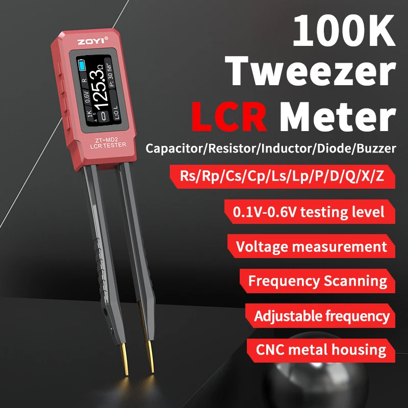ZOYI New ZT-MD2 جسر ملاقط LCR عالي الدقة، التعرف التلقائي للجهد، المقاومة، الحث، السعة، والحرة