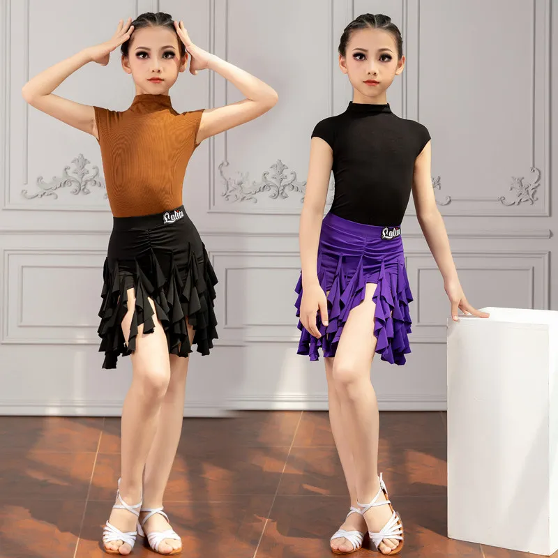 子供用女の子ラテンダンス衣装新しい子供用ラテントレーニングスポーツウェアパフォーマンス服サルサダンス服