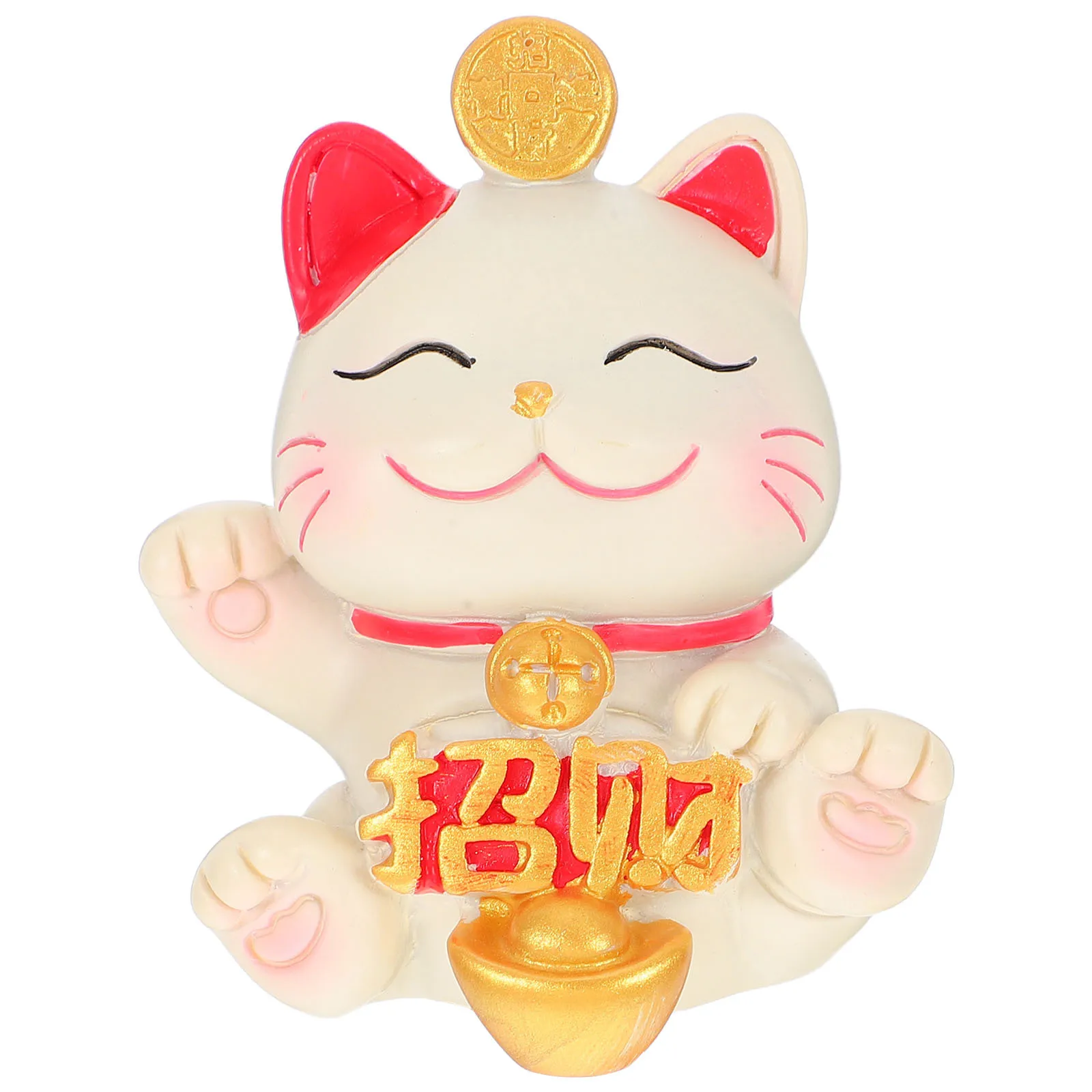 

Mini Resin Maneki Neko Statue Lucky Waving Arm Cat Home Office Car Decor Good Luck Feng Shui Wealth Welcoming Sculpture