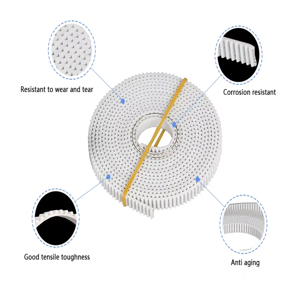 1Pcs Perimeter 1110-1260mm HTD3M PU with Steel Core Timing Belt Width 20mm White Polyurethane Closed Loop Gear Belt