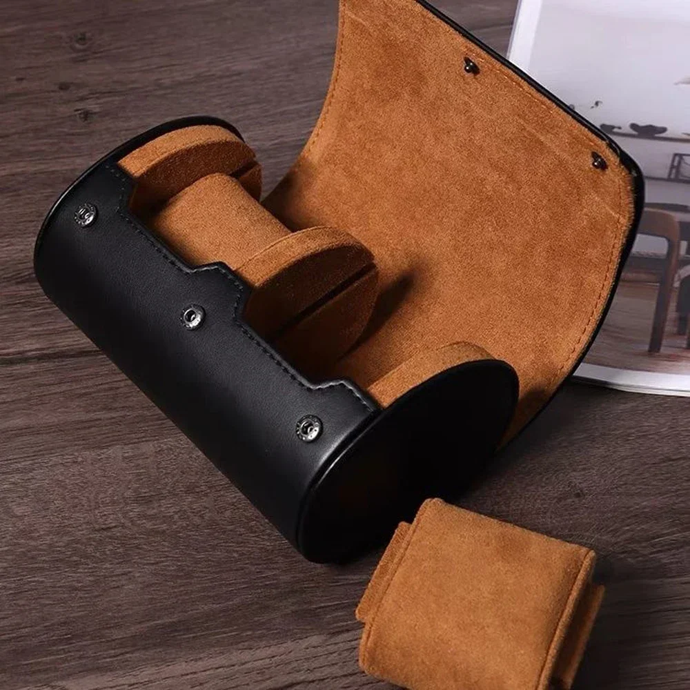 Estuche de viaje para rollo de reloj, organizador de caja de reloj para hombres con 1/2/3 ranuras, almacenamiento de exhibición de reloj, rollos de reloj portátiles, fundas de cuero PU