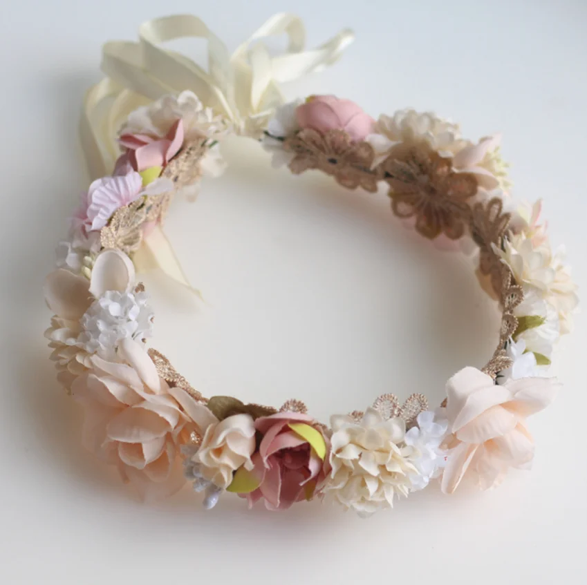Pastel Floral Bridal Wreaths With Ribbon Boho Beach Weddings & Festivals White Beach Resort Crown