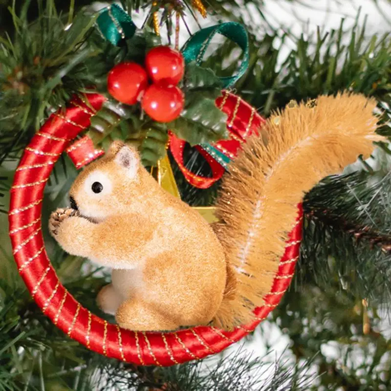 Creative squirrel Garden decoration Home outdoor accessories Simulated animal Wool Felt ornaments fairy garden Hangings Ornament