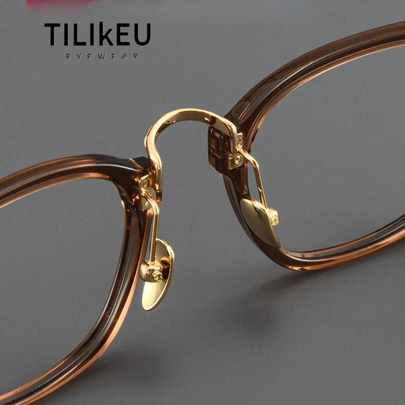 High Quality Pure Titanium Frame MIES Vintage Acetate Glasses Frame Men Women Myopia Prescription Eyewear Luxury Brand Spectacle