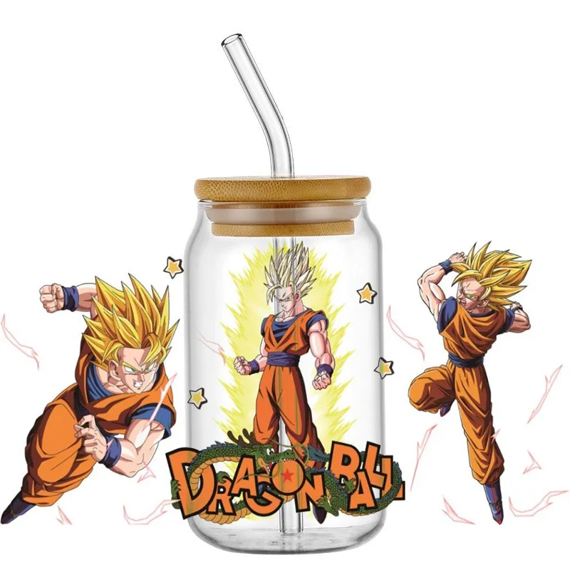 Custom 16oz Dragonball character design UV Dtf Sticker Label Plastisol For DIY Glass Mug Bottle image 2