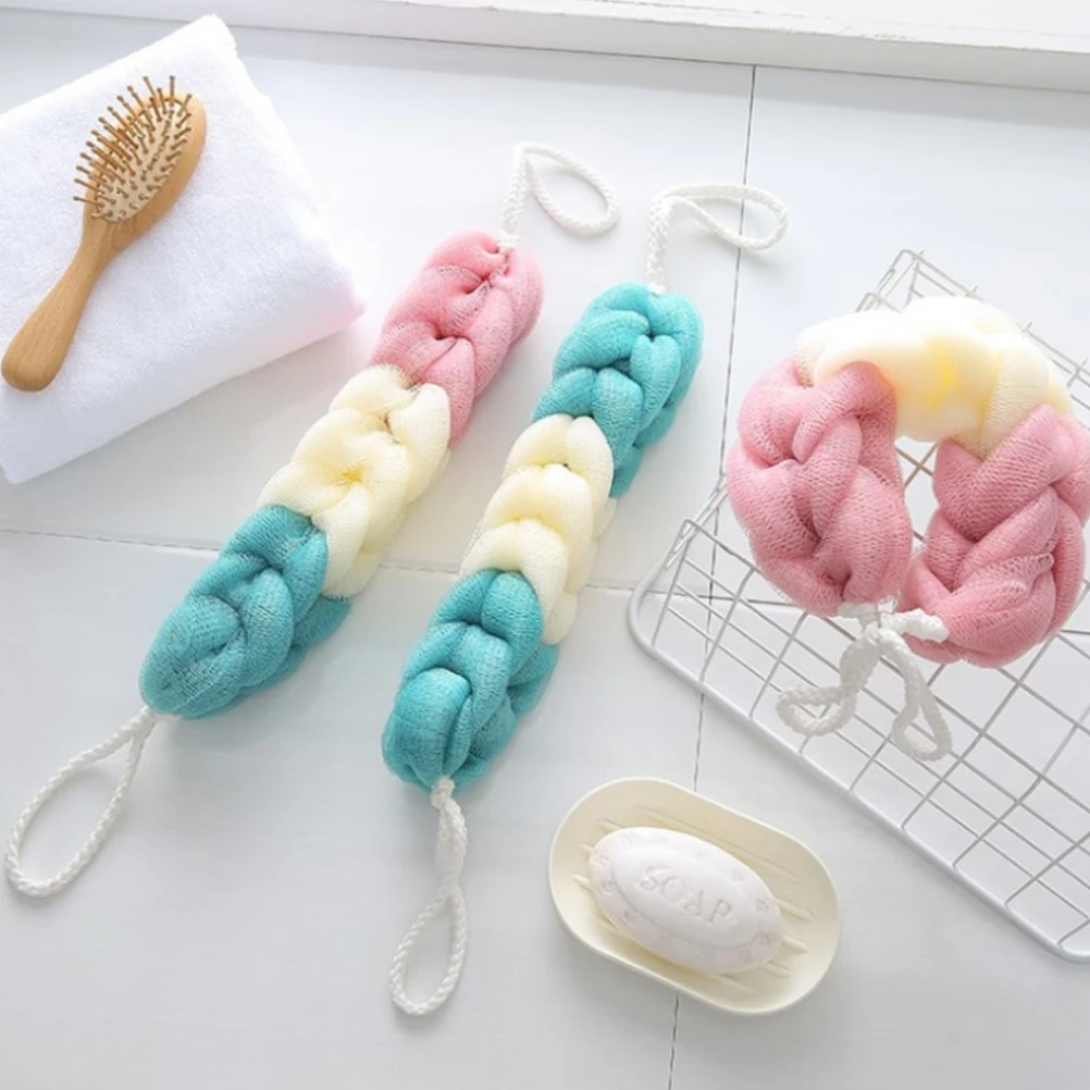 

3 Pcs Long Bath Scrubber Exfoliator Wash Towel Strips Sponge Men and Women