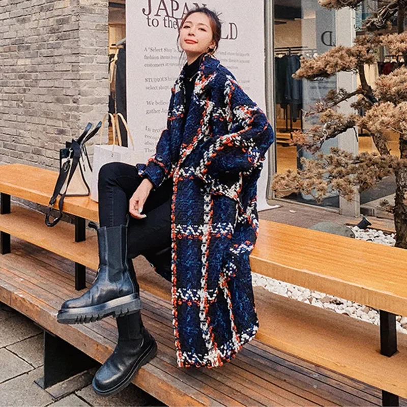 سترة صوف متقلب جديدة لشتاء 2026 للنساء الطبعة الكورية تصميم على الموضة معاطف خشنة مُزينة بالزهور معطف طويل للسيدات #5