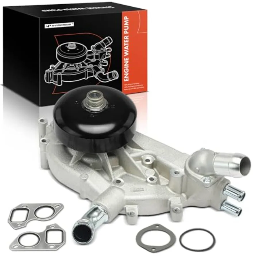 

Engine Water Pump for 8-Cylinder 4.8L 5.3L 6.0L DOHC GM Vehicles with Thermostat, Silver Finish, High-Flow Precision Fit for Ch