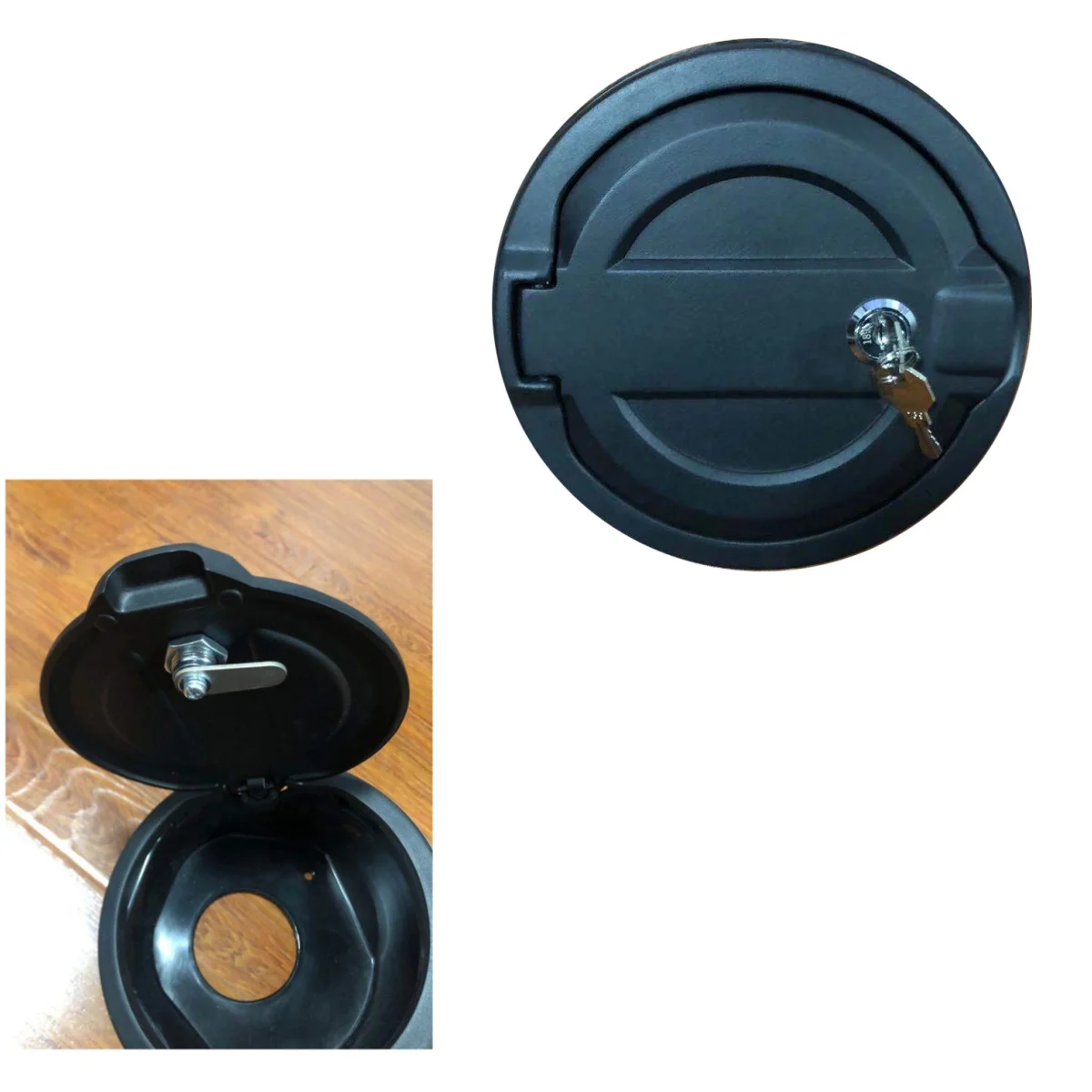 

lantsun JL Left Side Tank Cap with Key Aluminum Alloy Black for Jeep FOR wrangler 2018+ JL1148