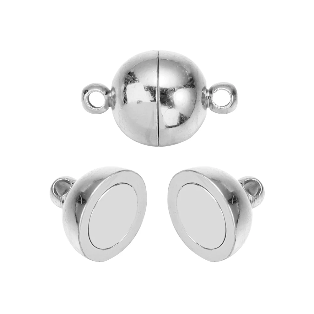 5 Sätze/los 6/8/10/12/14mm Runde Magnetische Verschlüsse Kupfer Ball Form Ende Schnalle Anschlüsse für DIY Schmuck Machen Armbänder Halskette – Detail 12