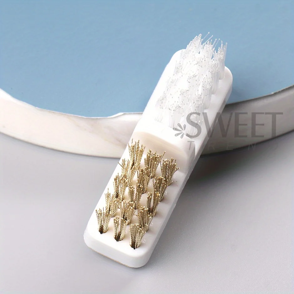 1/2pcs Nail Manicure Drills Bits Cleaning Tools 2 IN 1 Copper Wire Soft Bristles Electric Dust Removal Brush Polishing Manicure