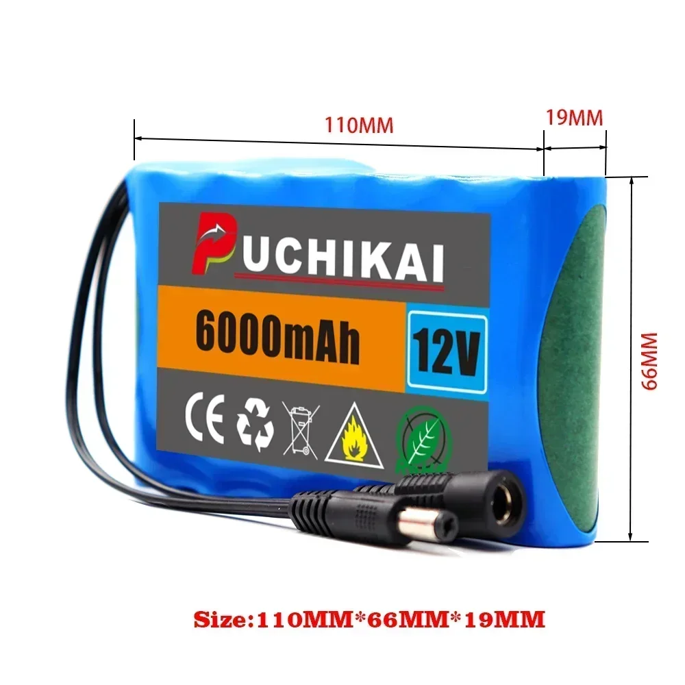 New portable 3S2P 12V rechargeable lithium-ion battery for LED light backup Powe Etc+charger with 100% real capacity