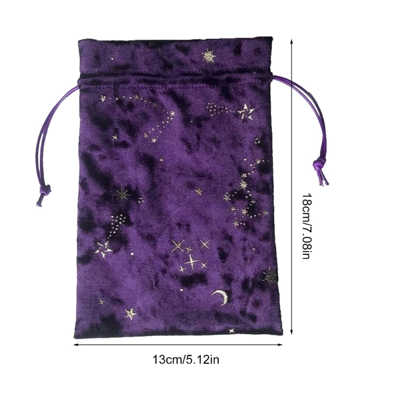 Mini Jewelry Tarot Storage Bag Printing Drawstring Pouch Bag Rune Divinations Tarot Bag Flannelette Game Card Stored Bag