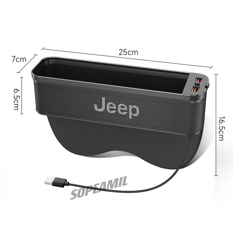 Picture 7: Jeep Wrangler Renegade Patriot Commander Compass Gladiator Grand Cherokee Car USB Charge Multifunction Seat Crevice Storage Case