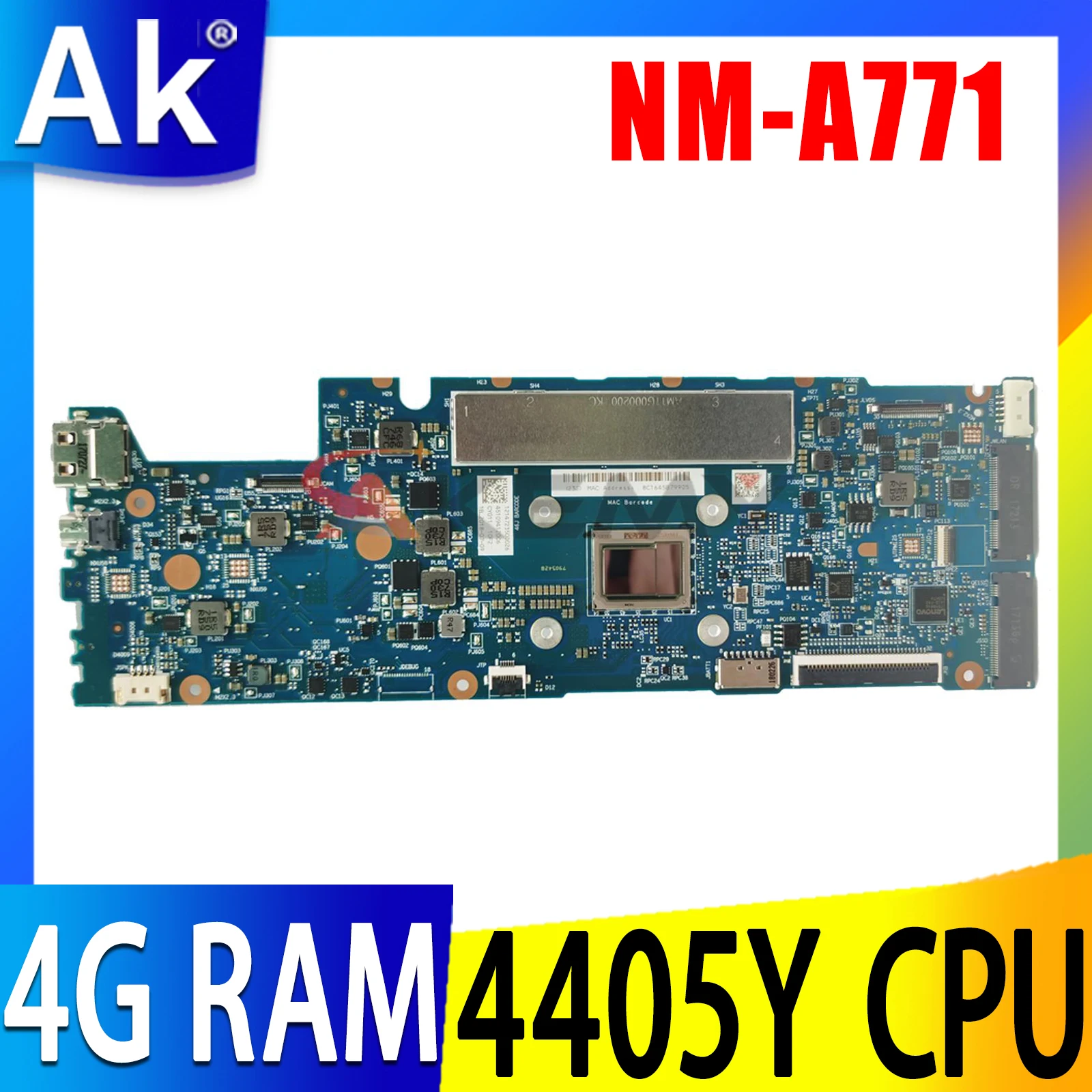 

CYG11 NM-A771 For Lenovo Yoga 710-11ISK 80TX ideapad 11.6 inch Laptop Motherboard FRU 5B20L46167 with CPU 4405Y 4G RAM