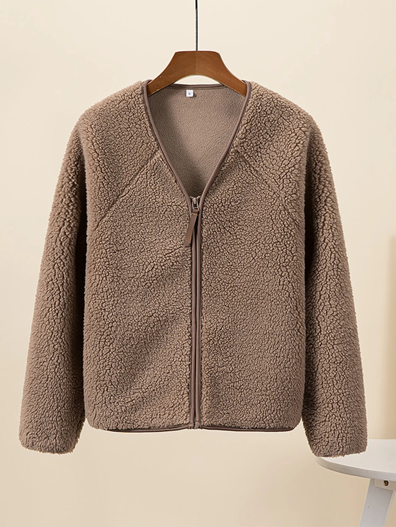 معطف نسائي شتوي أنيق كاجوال مريح عادي برقبة على شكل حرف V وأكمام طويلة سترة يومية للشارع للنساء