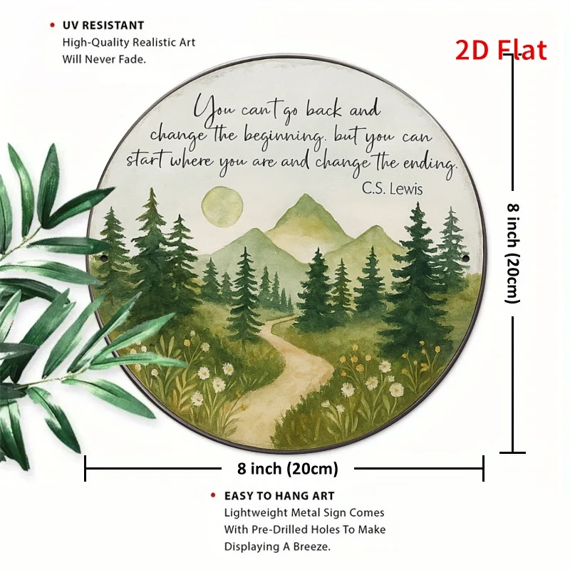 2D Minimalist Motivational Words Natural Landscape Wooden Disk Home Decor Garden Patio Kitchen Party Seasonal Festive Decor