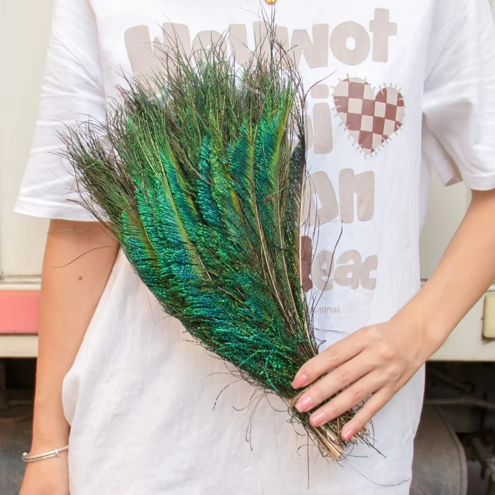 

10Pcs Real Peacock Feather Natural Feathers 30-35cm for DIY Craft Jewelry Vase Table Wedding Dress Accessories