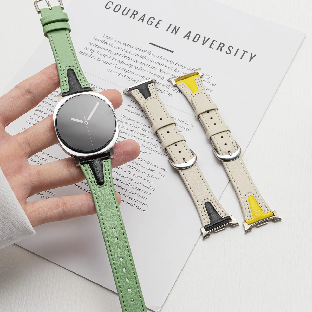 حزام جلدي لساعة سامسونج جالاكسي 8 كلاسيك/8 40 44 ملم حزام نحيف بلونين لسوار الساعة الذكية جالاكسي الترا 2025 47 ملم