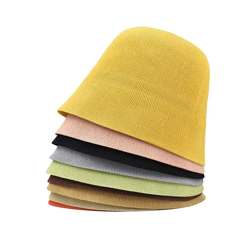 NEW Spring summun Breathable  Linen Knitted Bucket Cap For Women Simple Design  Fashion Fisherman\'s basin hat Accessories