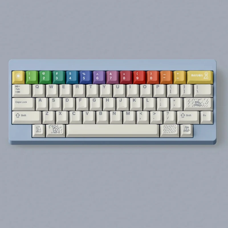 Original fbb arco-íris após a chuva keycap pbt sublimação de tinta térmica teclado mecânico personalizado bonito ascrapbook chave boné
