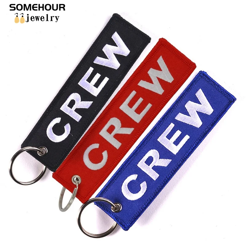 SOMEHOUR Trendy Embroidery Crew Keychain Ilaveros Luggage Tag Safety Label Car Bag Motorcycle Ring Keyholder For Christmas Gifts