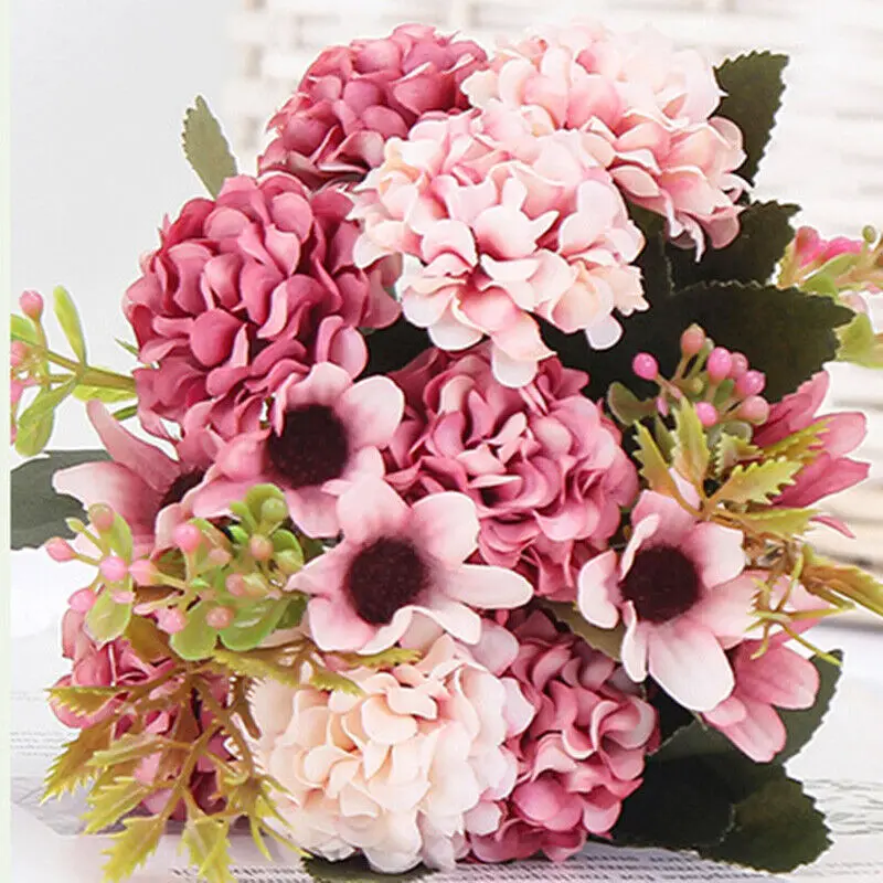 15 Heads Peony Artificial Silk Fake Flowers Bunch Bouquet Wedding Home Party Decorative Flower