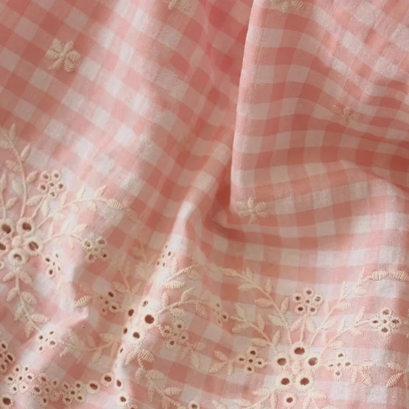 

Cotton Polyester Embroidery Pink Fabric Accessories DIY Dresses Pajamas Handmade Bags Curtains Fabrics