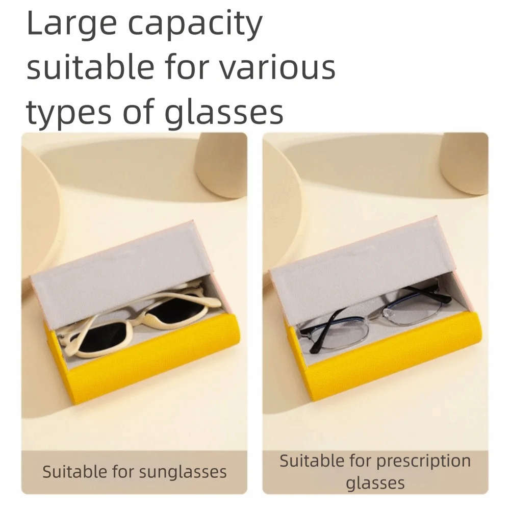 Double Layer Double Eyeglasses Case PU Leather Portable 2 Slots Sunglasses Box Waterproof Dual- Glasses Case For Women Men