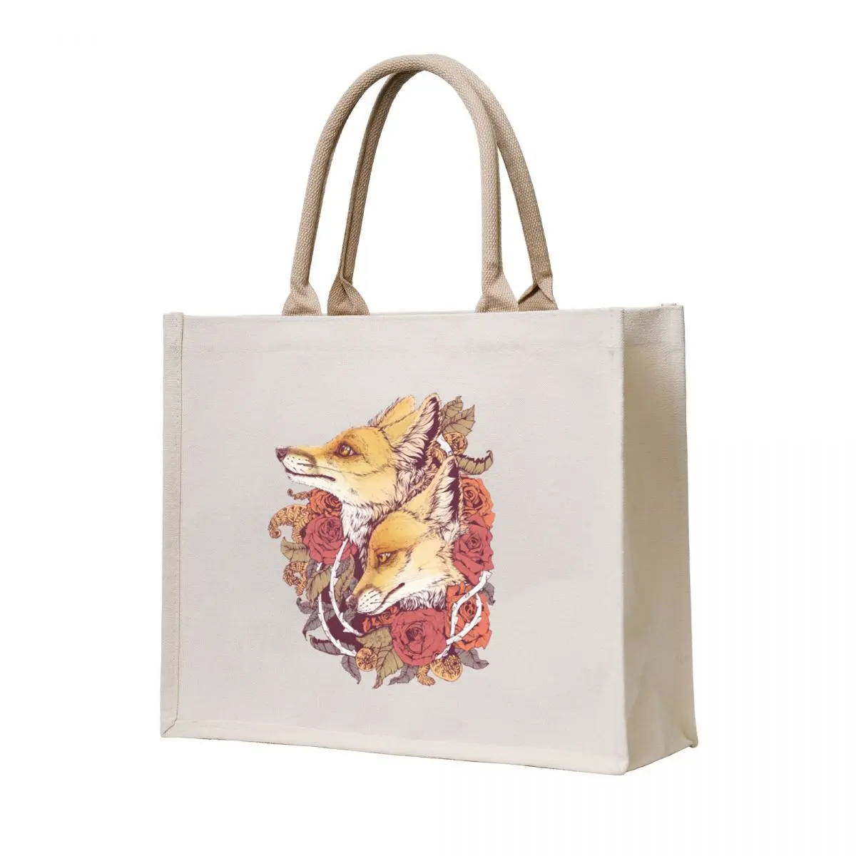

Red Fox Bloom Tote Bag woman shopping bag Canvas stote bag tote women