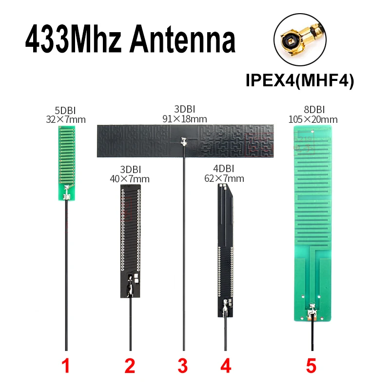 2Pcs Lora 433Mhz Antenna 433M Omni PCB Antenna IPEX4 MHF4 High Gain Build in Antenna Long Range Aerial