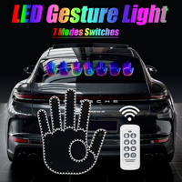 RGB Funny Middle Finger Gesture Light with Remote Road Car Rage Sign Finger Hand Decoration Lights for Rear Window Light