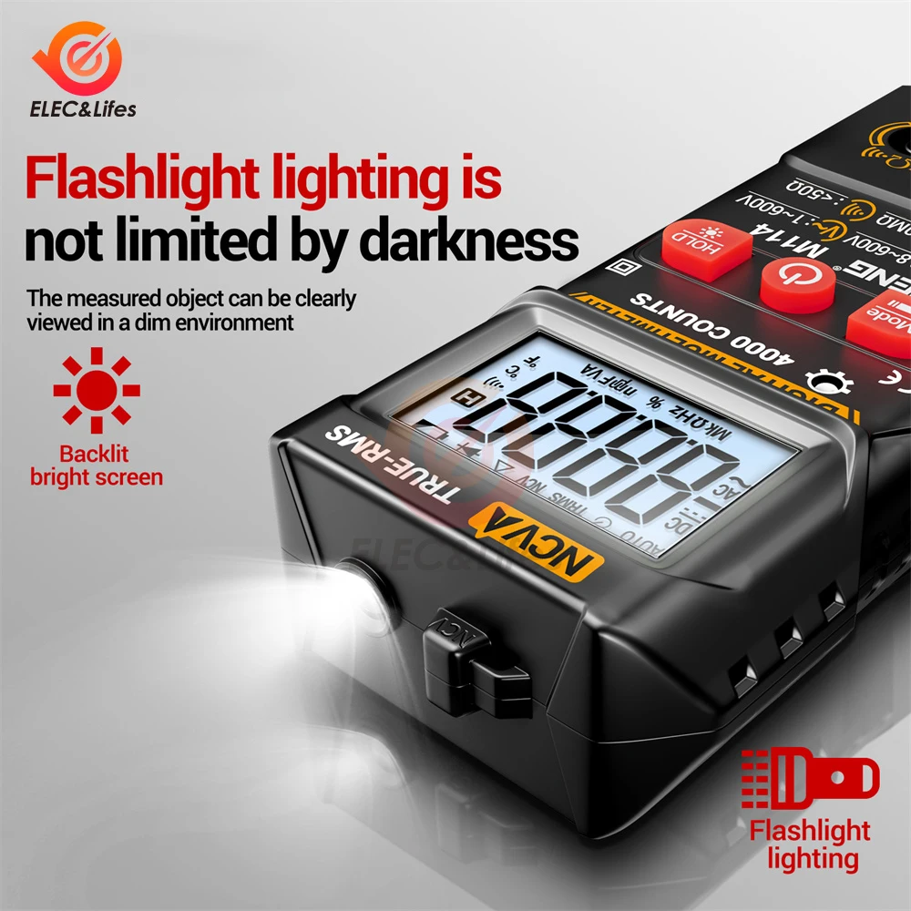 M114/M115 متعدد 600 فولت التيار المتناوب/تيار مستمر جهاز قياس الجهد الكهربائي NCV 40MΩ المقاومة متر 4000 عدد المتعدد مع صحيح RMS وأدوات الجرس