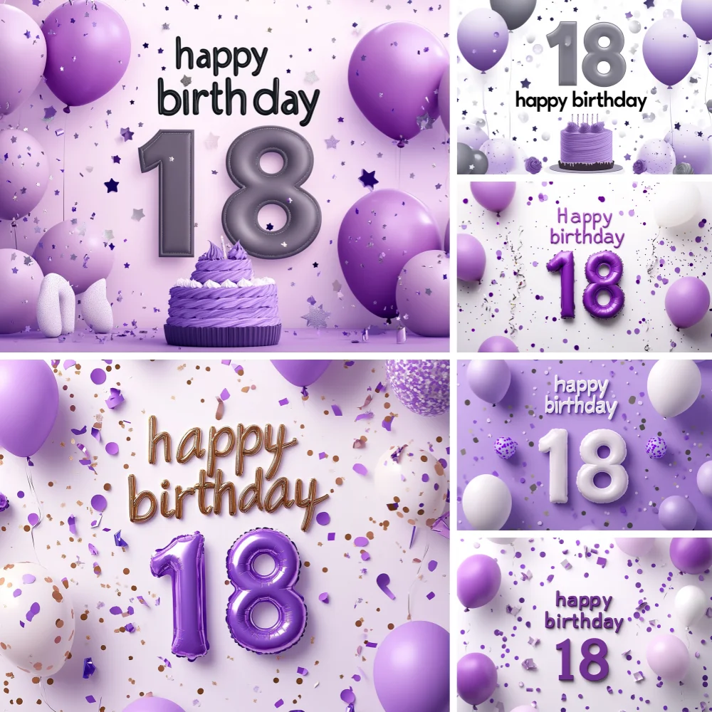 

Happy 18th Birthday Decorative Banner Backdrop Vitality Birthday Celebration Party Supply Cake Photography Background Decor