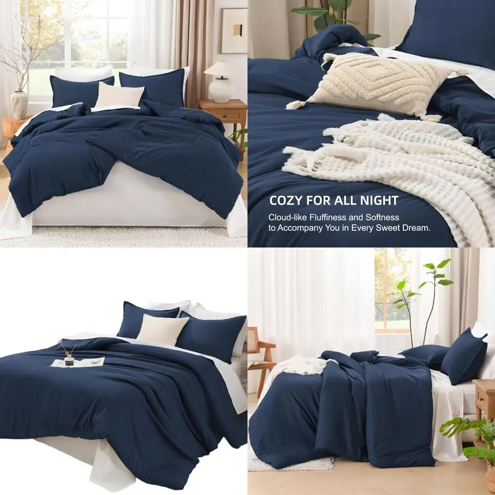 

Комплект легкого однотонного одеяла King Size темно-синего цвета из 3 предметов, всесезонное постельное белье (одеяло 104x90 и 2 наволочки)