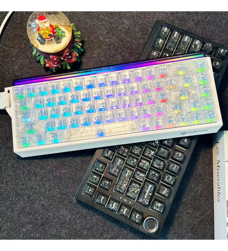 White transparent carbon fiber wooting personalized keycap is engraved to fit from ace68 keys 87 keys