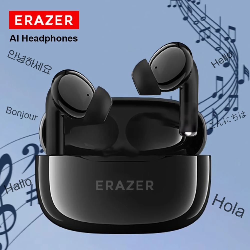 ERAZER New AI Translation Earbuds Real Time Wireless Bluetooth Earphones Compatible Headphones for Travel Business and Learning