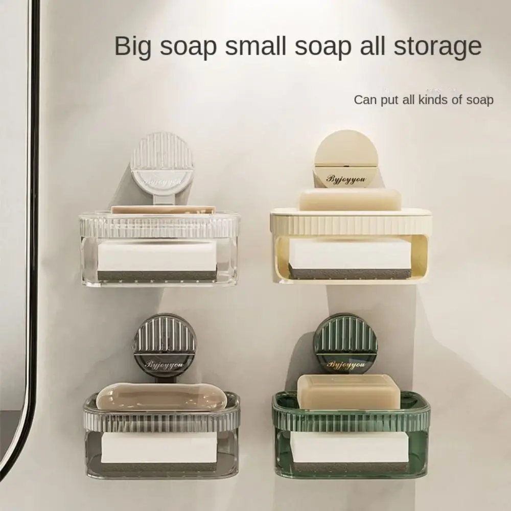 

Punch-Free Suction Cup Sponge Soap Holder Removable Waterproof Drain Soap Box Wall Mounted with Drainage Box Soap Rack Bathroom