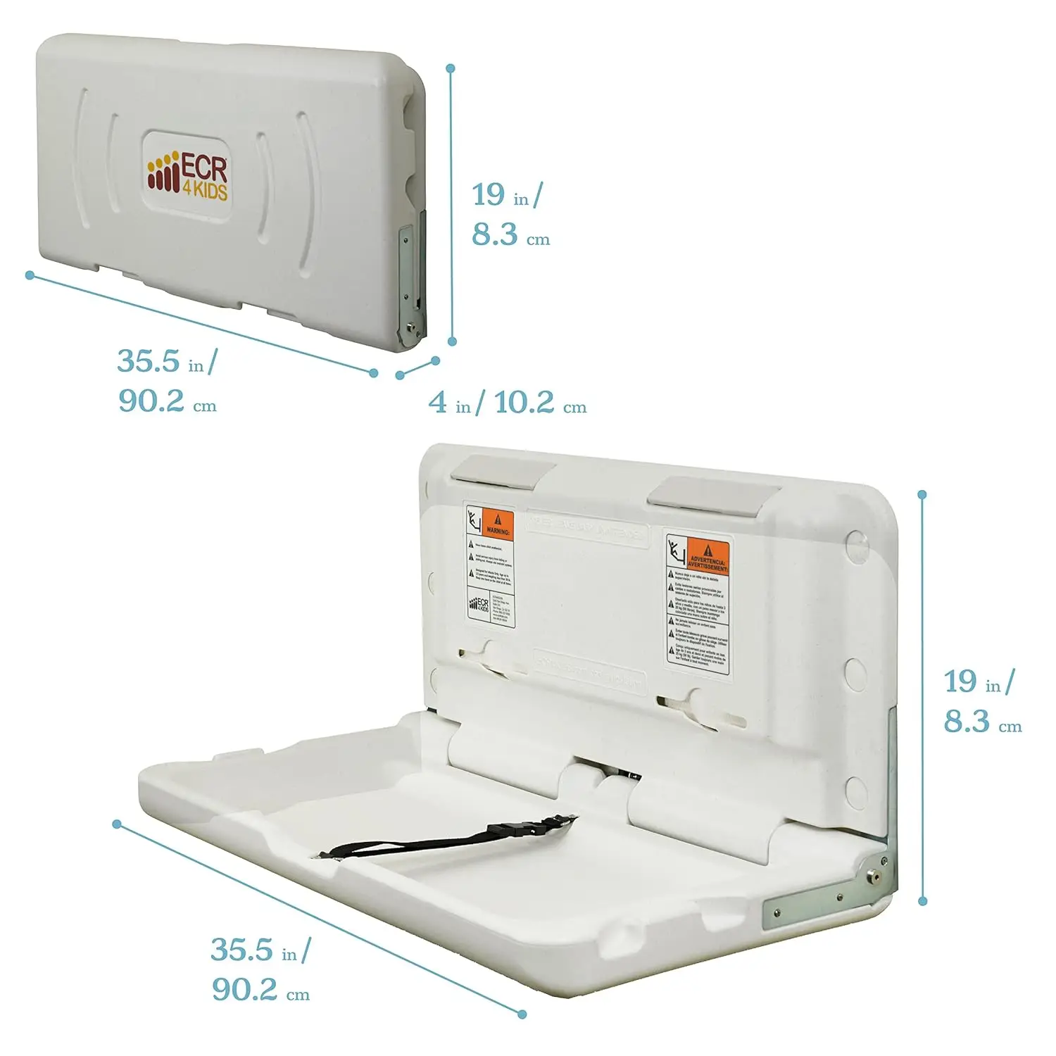 Horizontal Diaper Changing Station, Wall-Mounted, White Granite