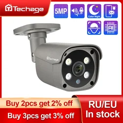 Câmera de Segurança Techage-AI com Detecção Humana, Áudio Bidirecional, Vigilância por Vídeo, Sistema NVR, POE, Exterior, 5MP, 4K, H.265