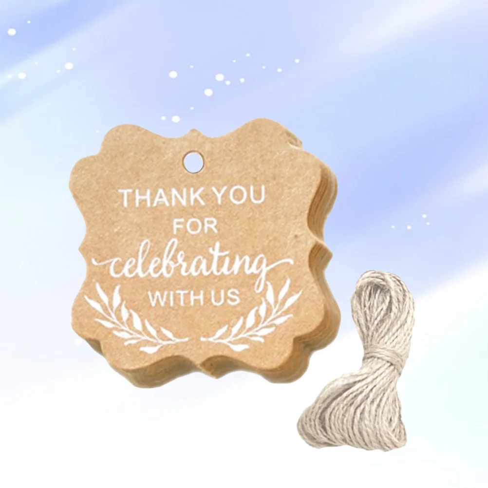 100pcs Kraft Paper Tags Durable Simple Classic for Wedding Party Food Package Gifts with Strings Scrapbooking