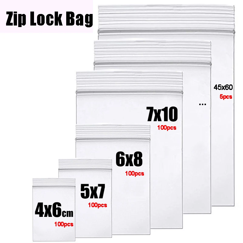 Clear Thick Zip Lock Ziplock Storage Bags Heavy-Duty Transparent Plastic Zip Package Small Jewelry Packing Reclosable Poly Pouch