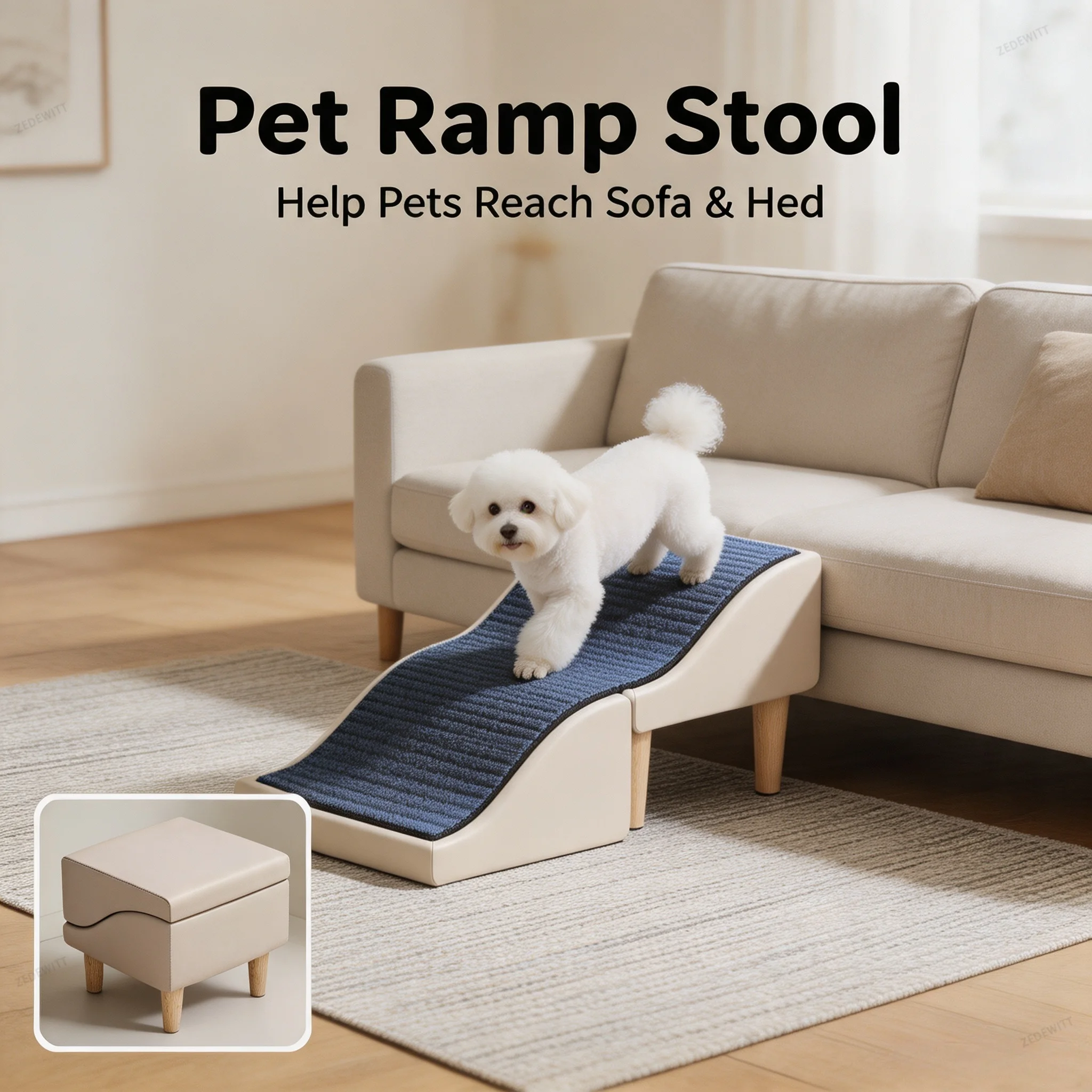 Foldable Non-Slip Pet Dog Climbing Ramp Wavy Stairs Multi-Functional Shoe Stool for Small Dogs Bed Couch Easy Storage Home Use