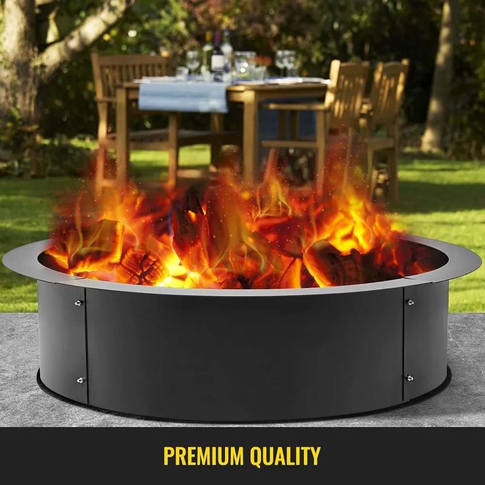 Fire Pit Ring 45-Inch Outer/39-Inch Inner Diameter, 3.0mm Thick Heavy Duty Solid Steel, Fire Pit Liner DIY Campfire Ring