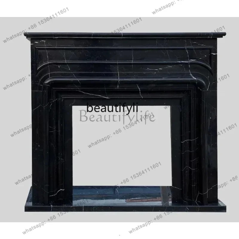 

Natural marble French light luxury mantel black and white root simple American retro decorative cabinet